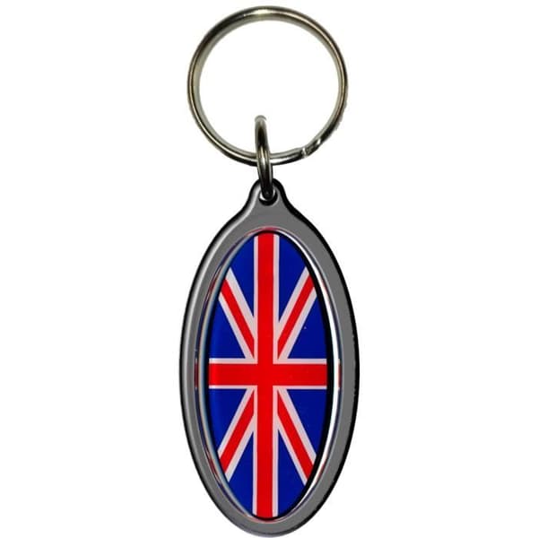 Motorcykel Soft Key Oval Keyring England Silver Base