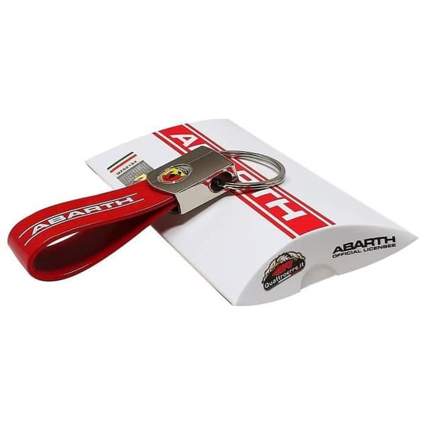 Nyckelring - Abarth - Officiell - Röd - 3D-logotyp - Holografisk etikett