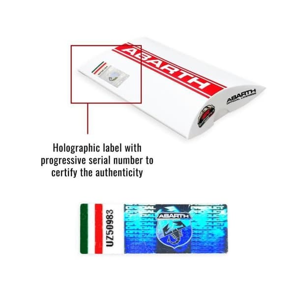 Nyckelring - Abarth - Officiell - Röd - 3D-logotyp - Holografisk etikett