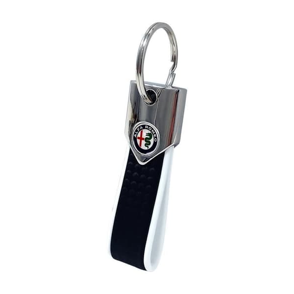 Kolvit nyckelring med officiella Alfa Romeo-logotyper