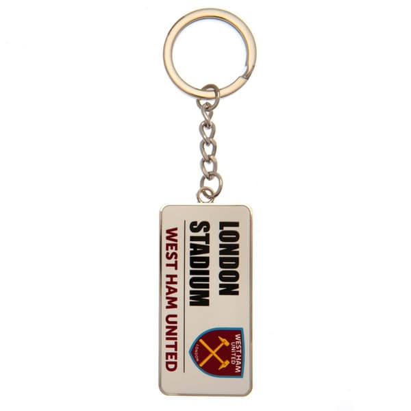 West Ham United FC Street Sign Metal Keyring Silver/White/Claret Red One Size
