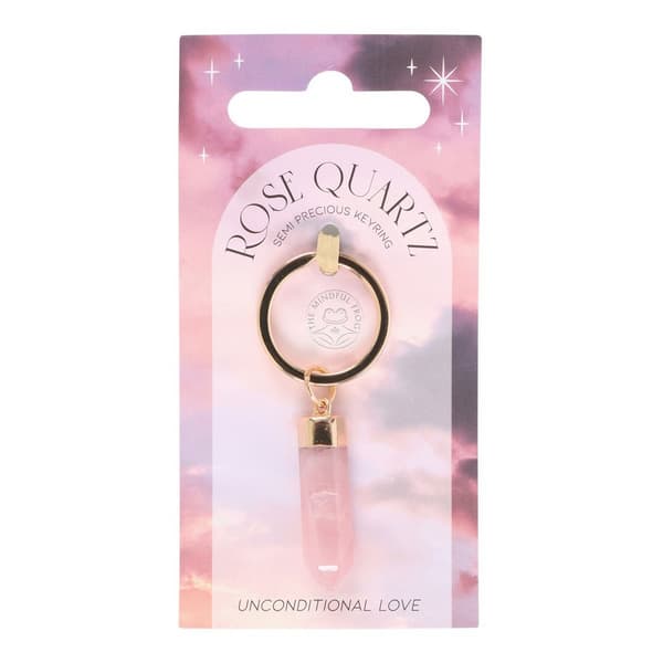 Something Different Semi Precious Crystal Rose Quartz Keyring
