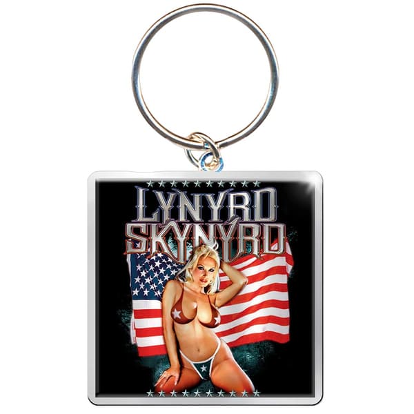 Lynyrd Skynyrd American Flag Keyring Black/Silver One Size
