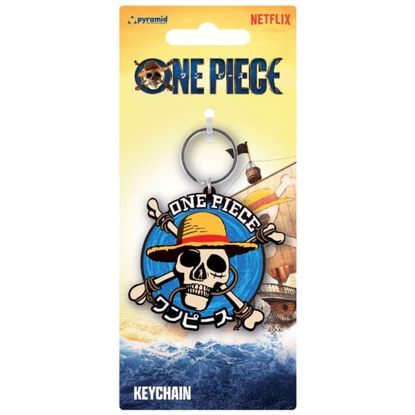 One Piece Live Action Nyckelring i PVC med stråhatt och crew-symbol Blue/White/Yellow One Size