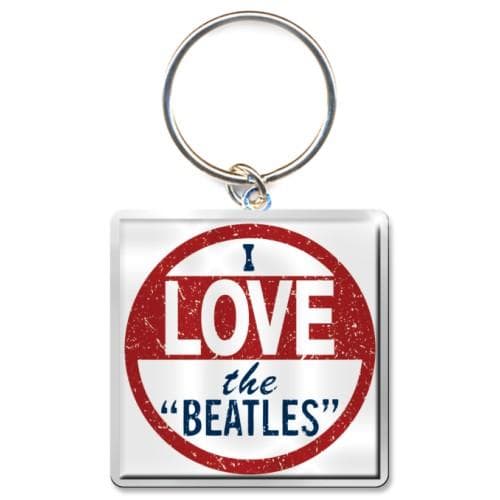 The Beatles I Love Fototryck Nyckelring Red/Blue One Size