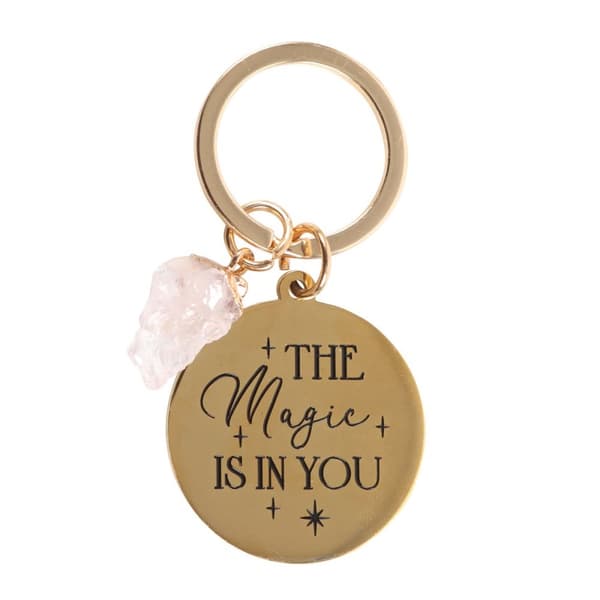 Something Different The Magic Is In You Rose Quartz Keyring Pink/Gold One Size