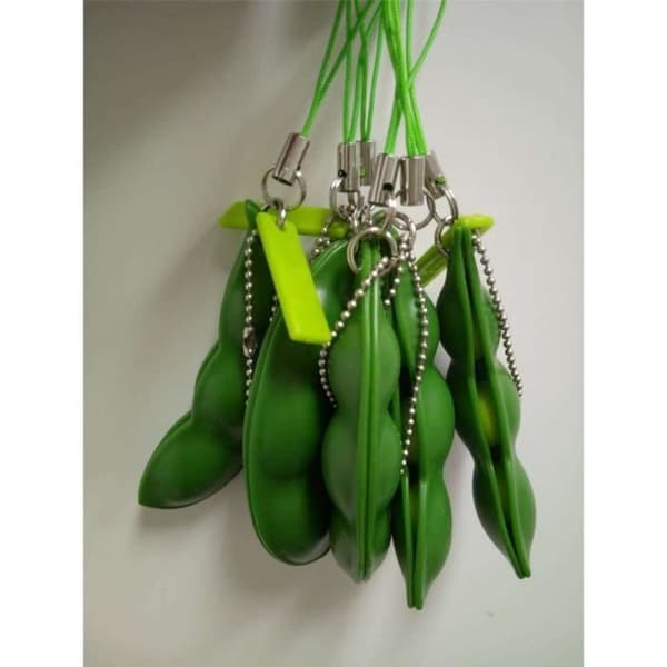 Nyckelring - Ptc1493 - Edamame - Grön - Silver - Relax anti-stress