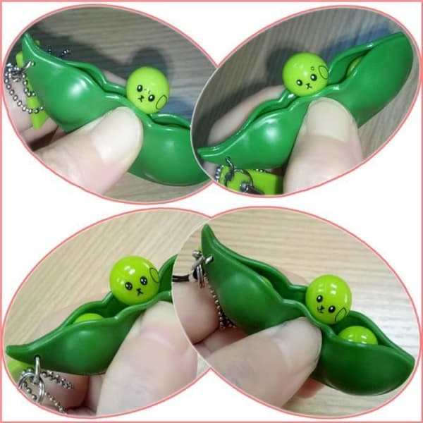 Nyckelring - Ptc1493 - Edamame - Grön - Silver - Relax anti-stress