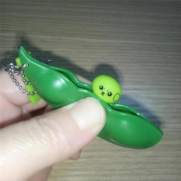 Nyckelring - Ptc1493 - Edamame - Grön - Silver - Relax anti-stress