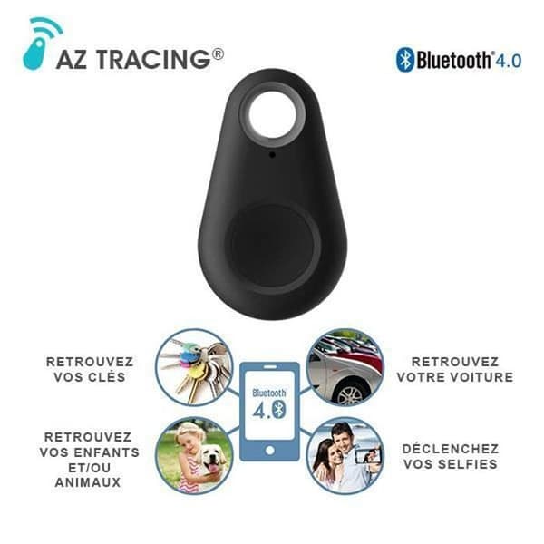AZ TRACING® Anti-Lost Connected Keychain Tracker Locator och Remote Photo Trigger - IOS och Android - Svart färg