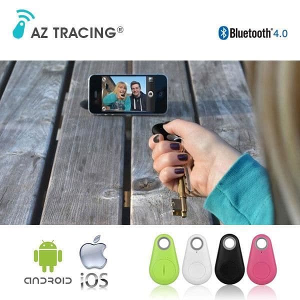 Set med 2 AZ TRACING® Anti-Lost Connected Keychain Tracker Locator och Remote Photo Trigger - Vit färg
