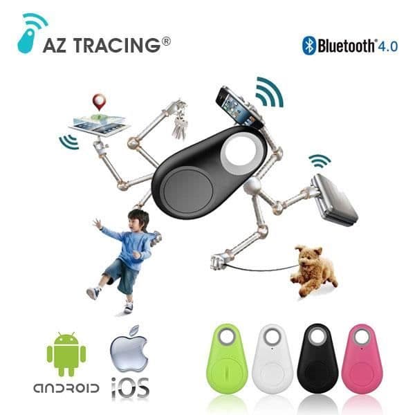 Set med 2 AZ TRACING® Anti-Lost Connected Keychain Tracker Locator och Remote Photo Trigger - Vit färg