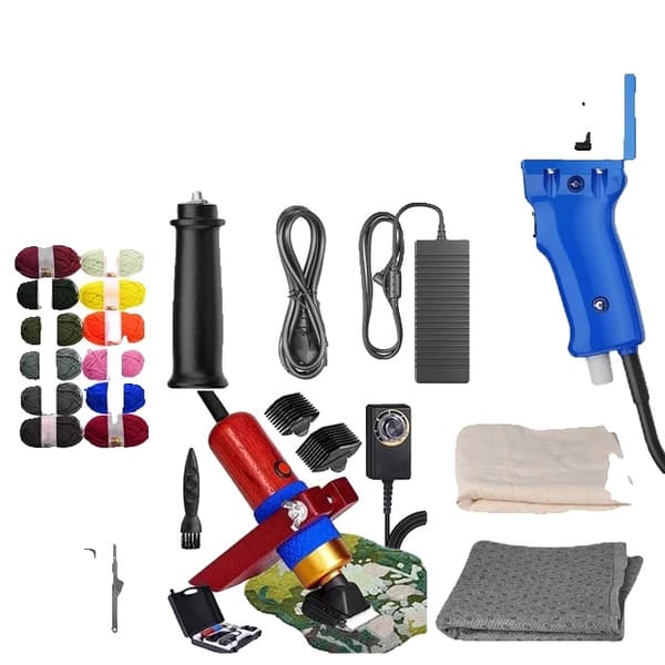 Tufting Gun, 2 i 1 sæt, Elektrisk Tæppe tapis Strikning, EU -stik 220V sæt