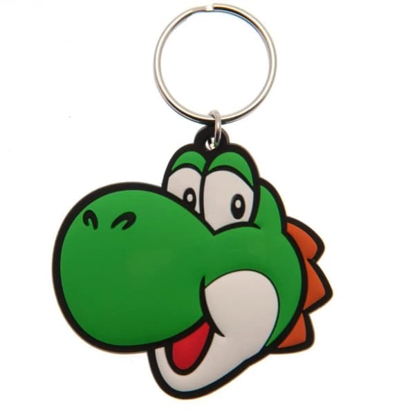 Super Mario Rubber Yoshi Keyring Green/Red/White One Size
