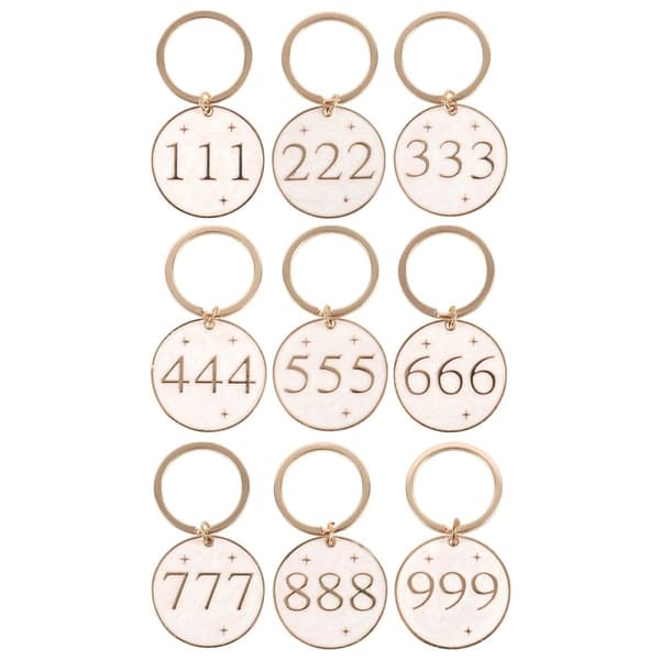 Something Different Nyckelring med ängelnummer (9-pack) Cream/Gold One Size