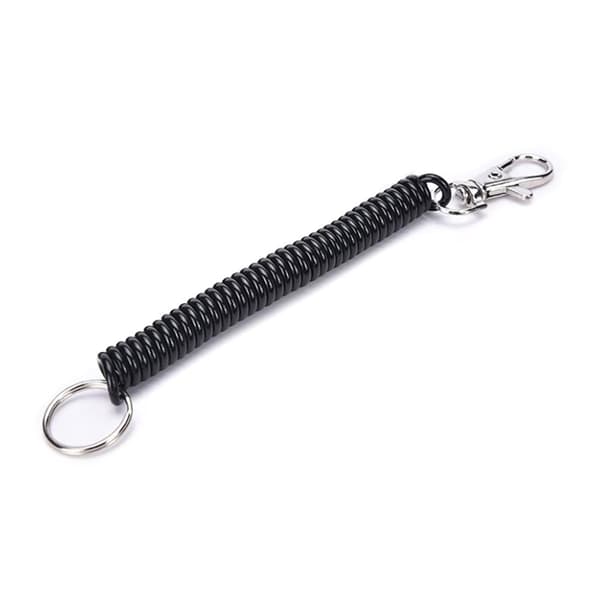 Nyckelring - Elastisk kabel med metallhake - Svart
