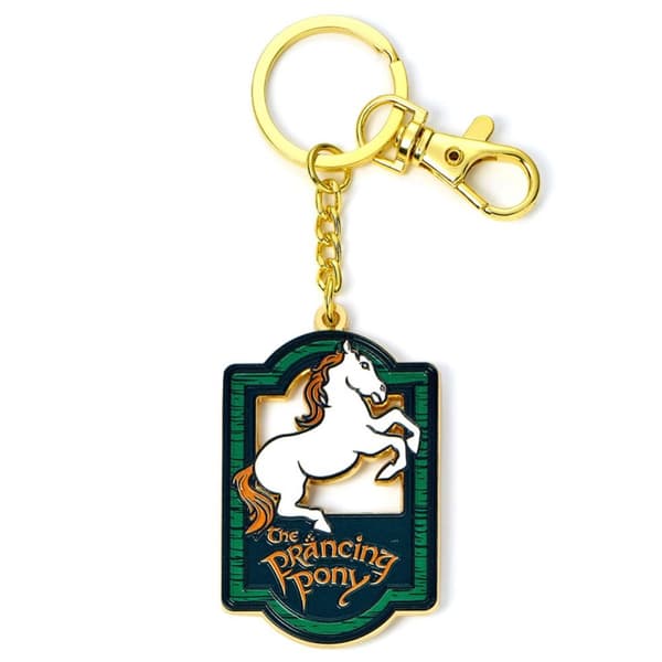 The Lord Of The Rings Prancing Pony Charm Keyring Gold/Green/White One Size