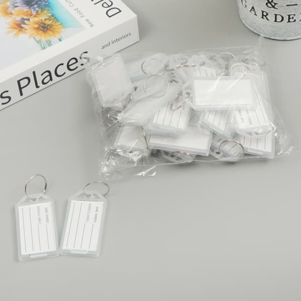 INF Flip-Top gjennomsiktig plastnøkkellapper (50-pack)
