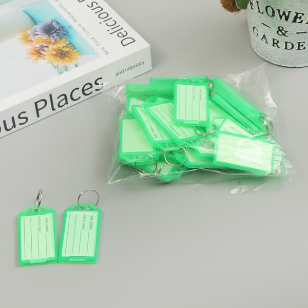 INF Flip-Top gjennomsiktig plastnøkkellapper (50-pack)