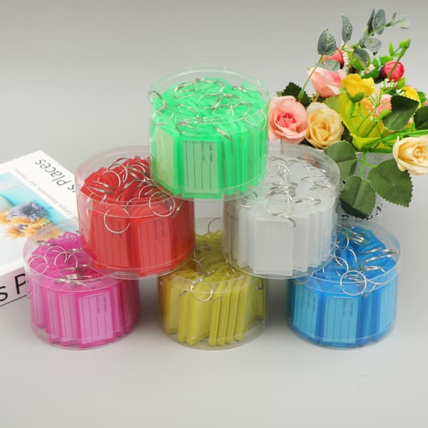 INF Flip-Top gjennomsiktig plastnøkkellapper (50-pack)