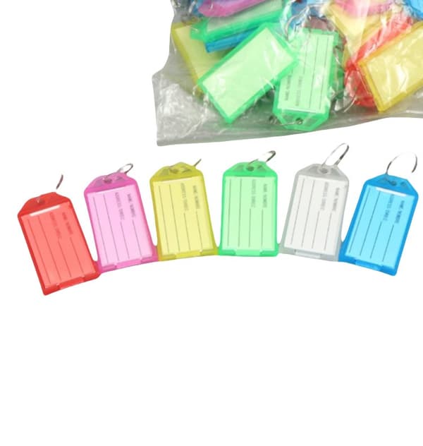 INF Flip-Top gjennomsiktig plastnøkkellapper (50-pack)