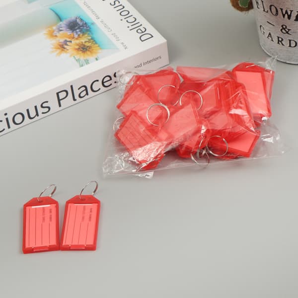 INF Flip-Top genomskinliga plastnyckelbrickor (50-pack)
