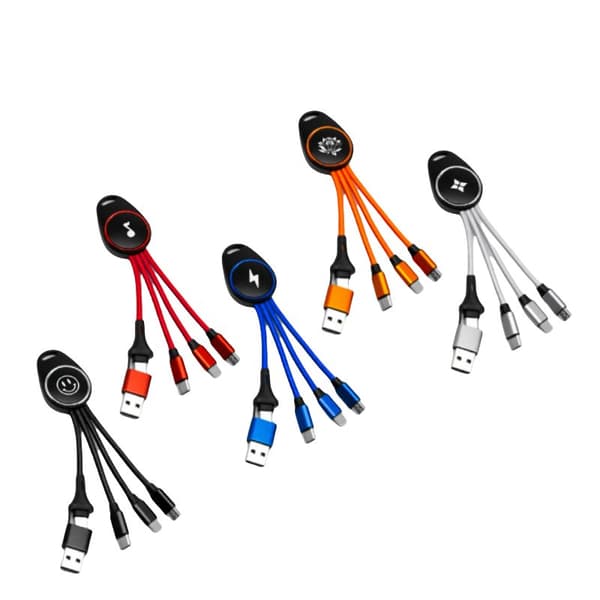 INF LED lysende 5-i-1 nøglering datakabel
