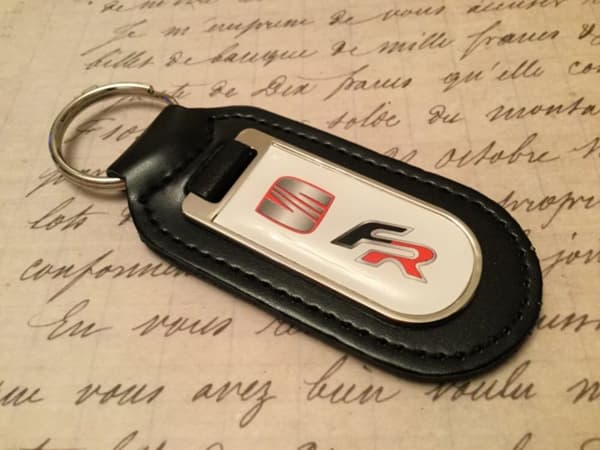 SEAT FR Real Leather Keyring Printed resin coated