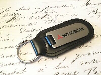 MITSUBISHI Key Ring Etched and infilled On Leather OUTLANDER GTO ASX ECLIPSE