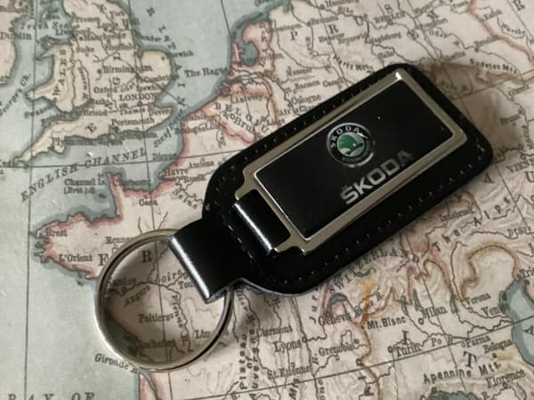 SKODA Real Leather Keyring Printed resin coated