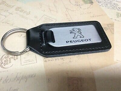 PEUGEOT Key Ring Etched and infilled On Leather