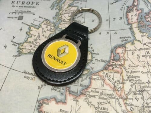 RENAULT PEAR BLACK LEATHER KEY RING CLIO SCENIC CAPTUR KADJAR TWINGO ZOE.