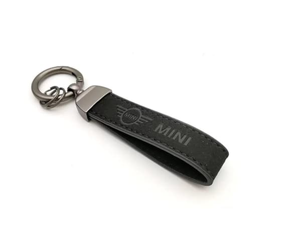 Mini Cooper Luxury Leather Keyring High Quality Alcantara Black Stitching