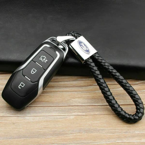 LATEST 2023 FORD LOGO BRAIDED LEATHER METAL KEYRING KEY CHAIN FOB GIFT