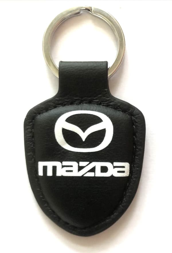 Vintage Metal Keyring Mazda 2, 6, 3, mx5 Faux Leather Key ring