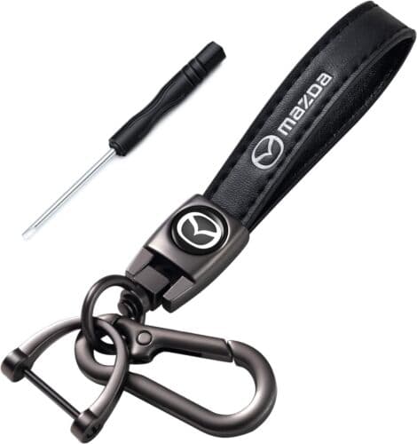 Mazda Black Leather Metal Keyring Key Chain key Fob Car Logo Gift