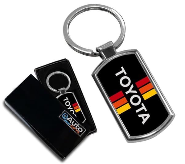 TOYOTA MOTOR KEYRING METAL KEY CHAIN RING FOB CHROME RETRO NEW
