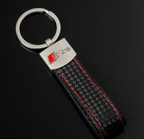 AUDI LATEST BLACK KEYRING LEATHER KEYCHAIN KEY FOB S LINE A1 A3 A4 A5 A6 A7 Q7