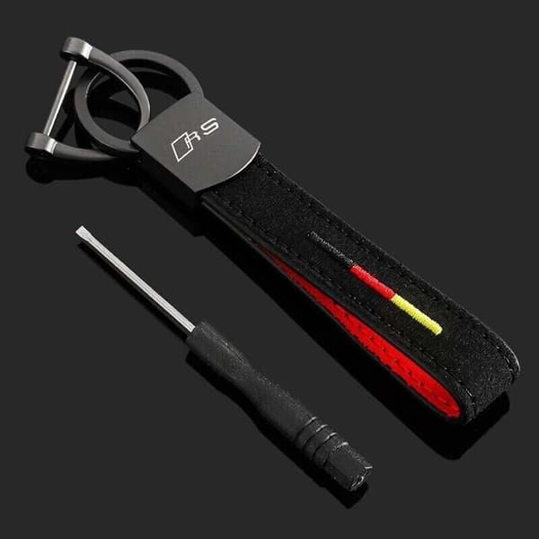 Audi RS Keyring Logo Luxury Metal Alcantara Keychain Key Ring Chain Gift RS3 RS4