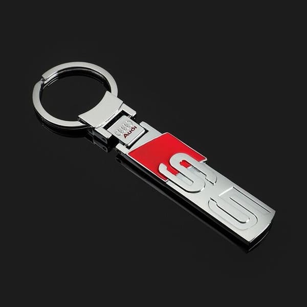 AUDI S5 CAR KEYCHAIN FOR KEY FOB S-LINE SERIES MADE OF METAL - SILVER WITH RED