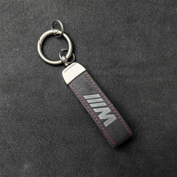 BMW M Sport Luxury Leather Keyring High Quality Alcantara UK Seller RED Stitchin