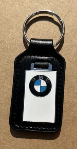 Genuine BMW Black Leather Dealer Keyring - NEW