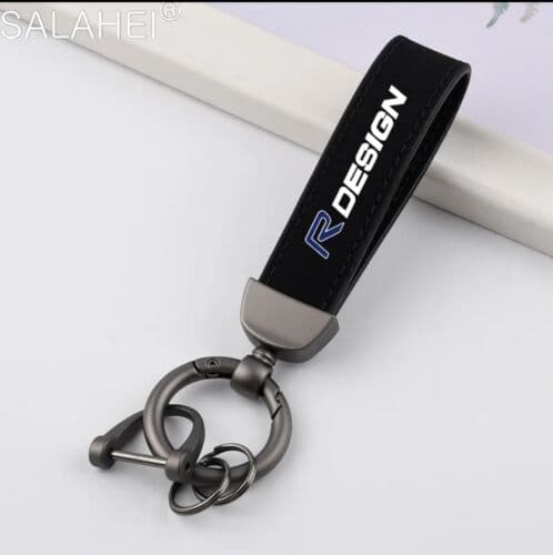 Volvo R Design Luxury Genuine Leather Keychain Car KeyRing Holder For Volvo Gift