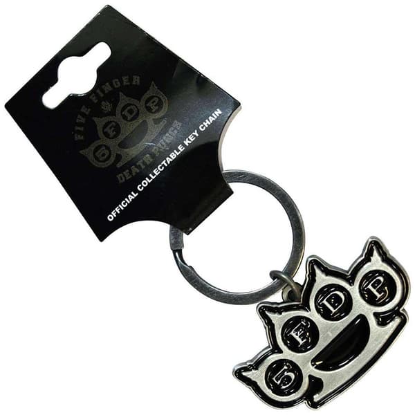 Five Finger Death Punch Knuckle Duster Logo Keyring Black/Silver One Size