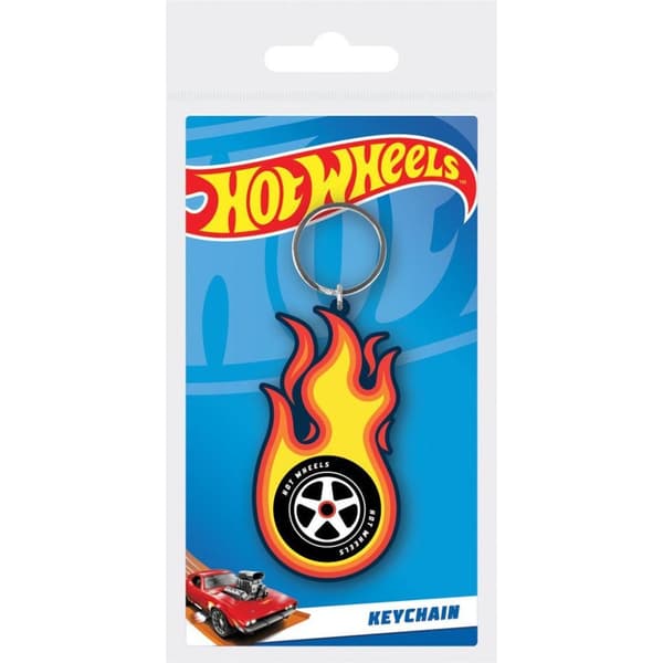 Hot Wheels Burning Tyre PVC Keyring Yellow/Orange/Black One Size
