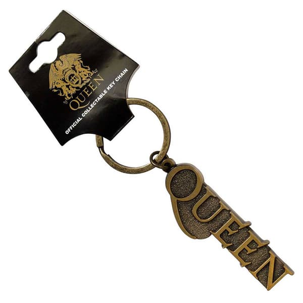Queen Gold Band Logo Keyring Keychain One Size