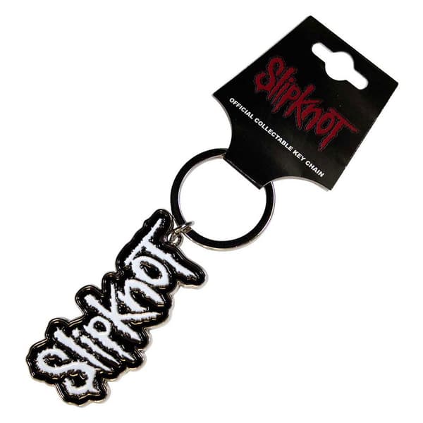 Slipknot White Logo Black Border Band Logo Keyring Keychain One Size