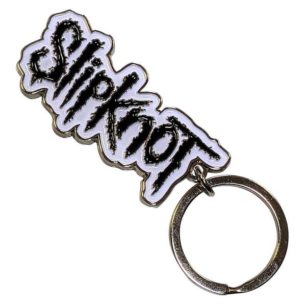Slipknot Black Logo White Border Band Logo Keyring Keychain One Size