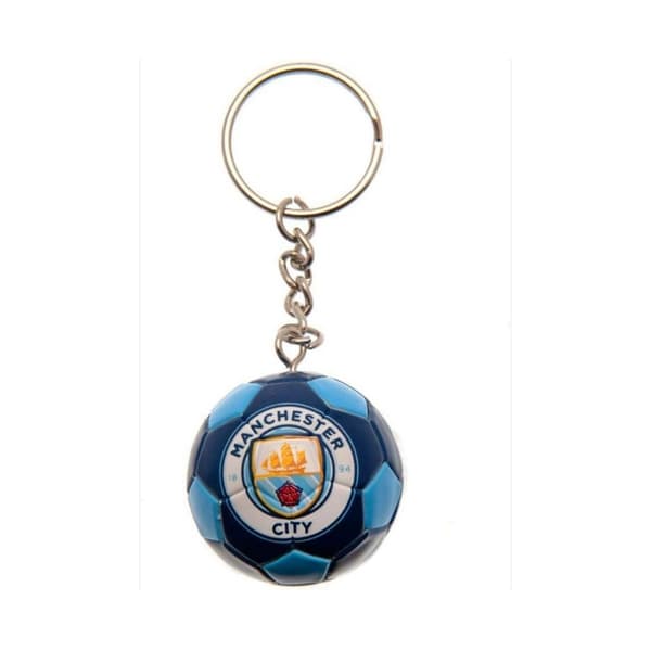 Manchester City FC Football Keyring Blue/White/Silver One Size