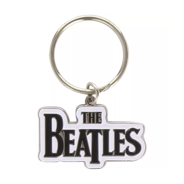 The Beatles Drop T Logo Emalj Nyckelring Black/White One Size